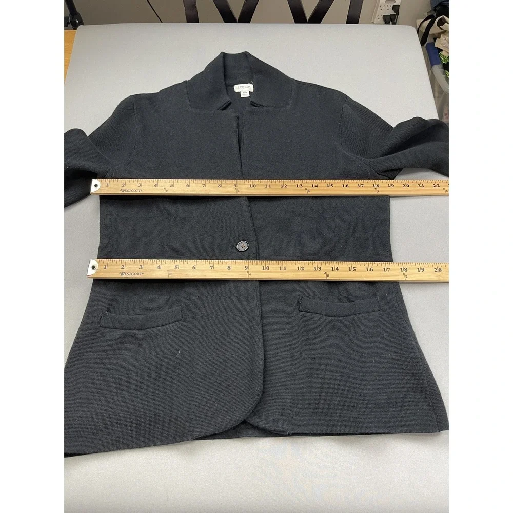 J Crew Women's Petite Medium PM Cotton Open Cardigan Sweater‎ Jacket Black